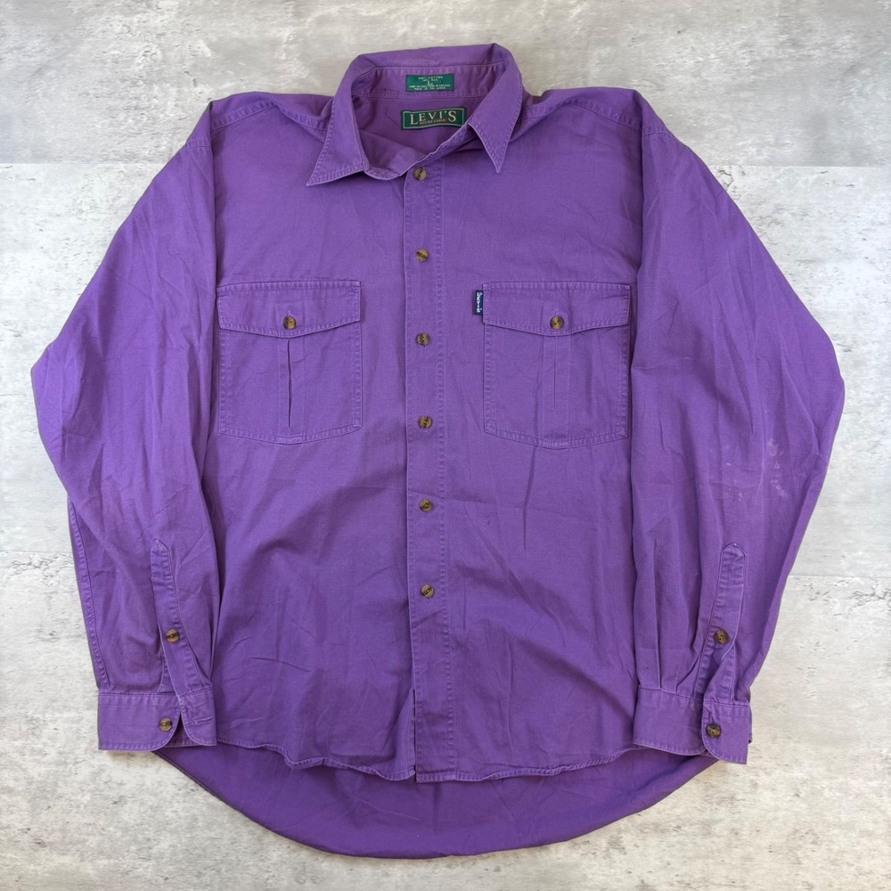 Levis Sutter Creek Mens Large Purple Cotton Twill Long Sleeve Button Down Shirt